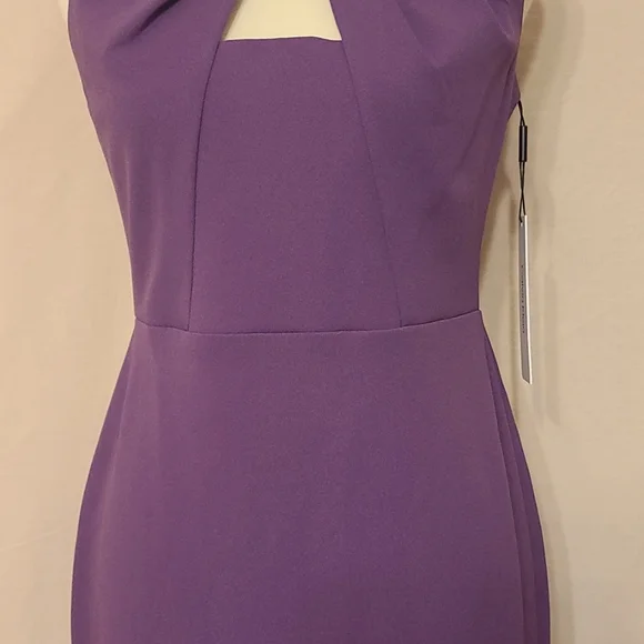 Calvin Klein Purple Gathered Cut-out Front Sleeveless Sheath Dress - Picture 7 of 10